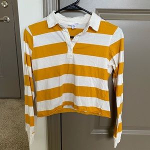 Gold and white striped crop top